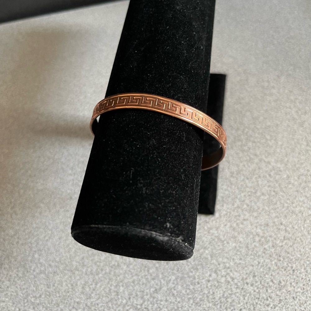 Copper Greek Key Open Bangle Bracelet